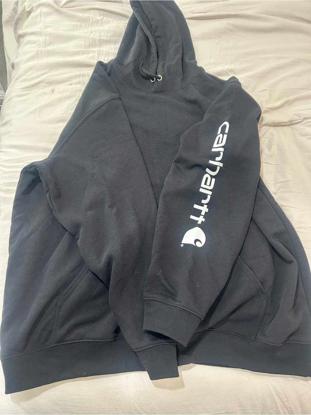 Carhartt Black Crewneck Hoodie with White Sleeve Logo